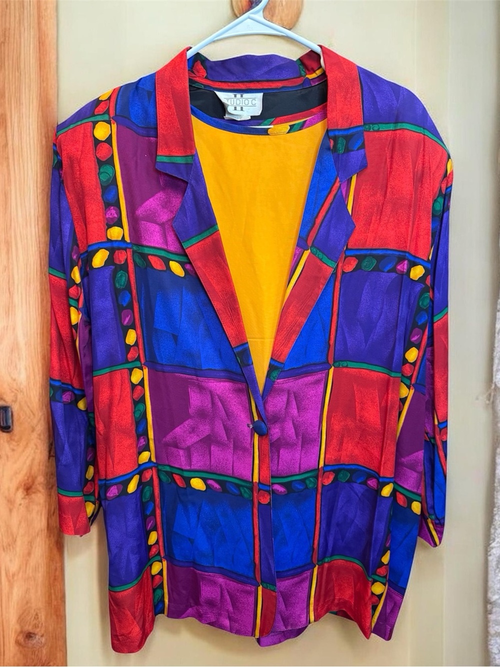 Vintage Studio C Multicolor Geometric Colorblock Blzr w/Matching Tunic